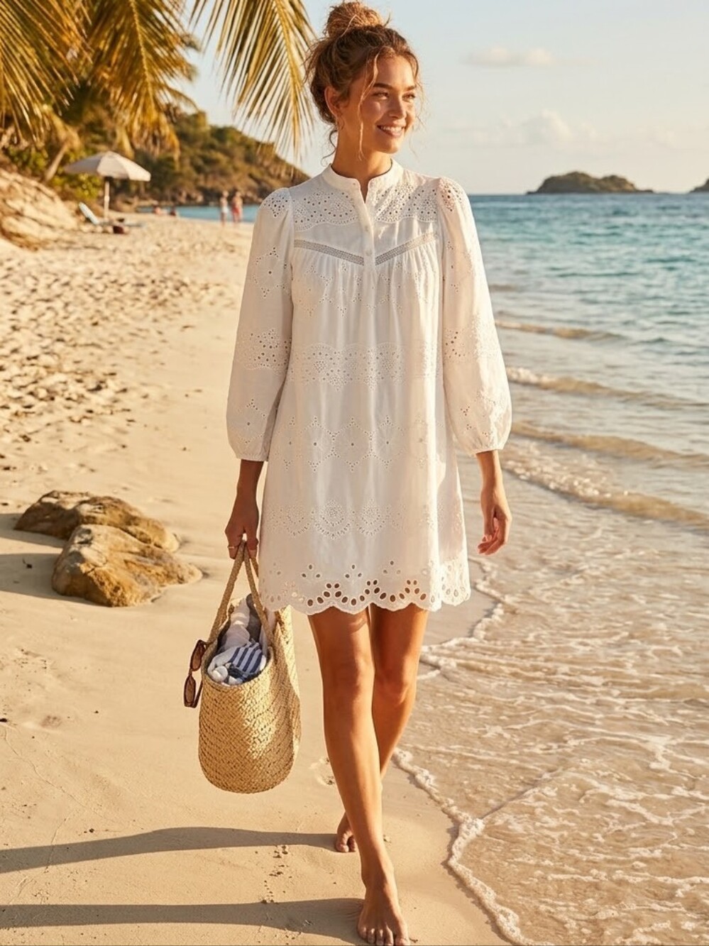 Universal Thread White Boho Eyelet Mini Dress